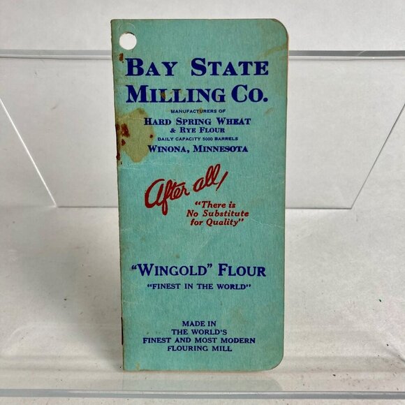 Vintage 1942 Bay State Milling Co Wingold Flour Notebook WWII Era Winona, MN - Picture 1 of 8